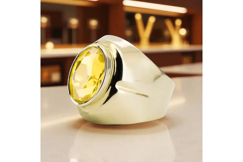 14K Жовте золото Жовтий Перідо Каблучка Вінтаж стиль vrc296y